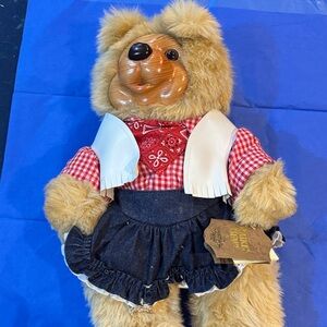 Plush Bear in Red and Blue Outfit